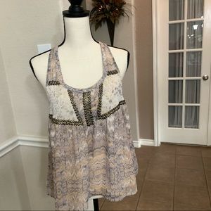 Ecote tan brass stud embellishment tank top Size S